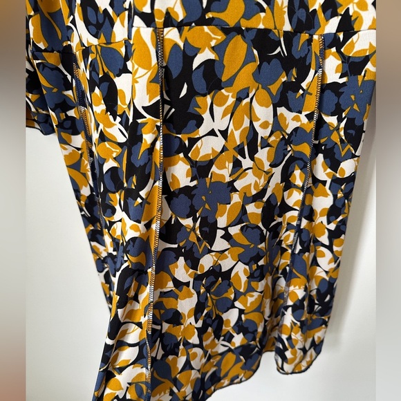 Hand Jive Wear Art Blue Orange Floral Stretch 3/4 Sleeve Tunic Top Women’s XXL - Picture 5 of 7